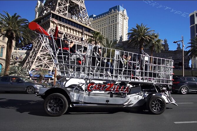 Giant Shopping Cart Limo Ride in Las Vegas - The Bellagio Fountains from the curb