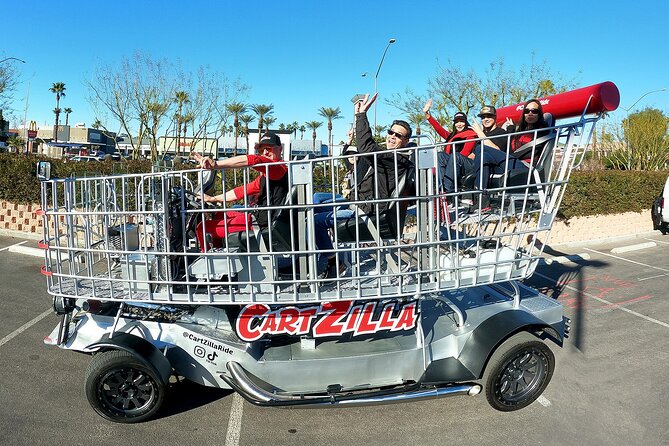 Giant Shopping Cart Limo Ride in Las Vegas - Boarding the 400-horsepower cart