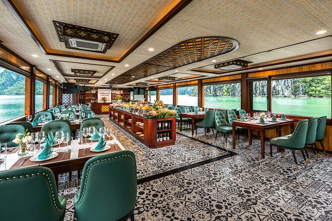 Halong bay 5star Cruise Day Trip: Buffet lunch & Limousine bus - Lunch, cooking class, and the sunset cruise