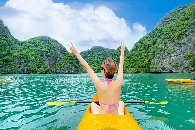Halong Bay Day Tour 6Hour Deluxe Cruise Limousine Bus Small Group - Lunch with limestone views