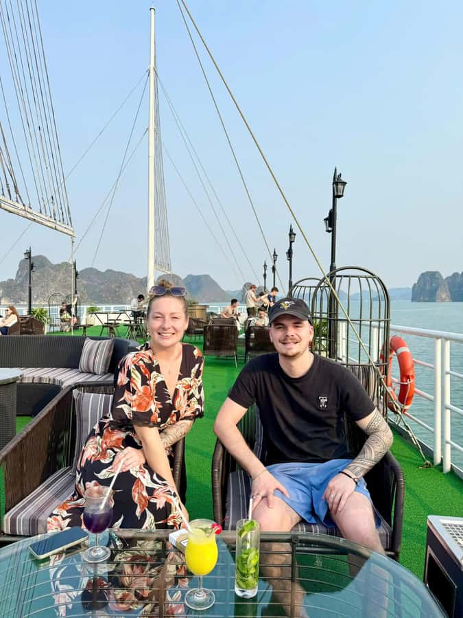Luxury 6-Star Azura Cruise Halong Bay, Free Hanoi Limousine - Sunset drinks and an evening on board